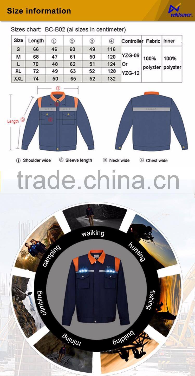 Safety battery powered hi vis workwear work uniform with pockets