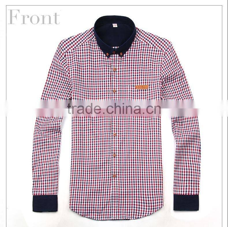 Trendy new model pattern 100% cotton small check shirt for men