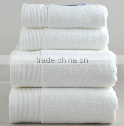 Popular 5 hotel star solid color dobby 100% cotton hotel bath towel set made in China