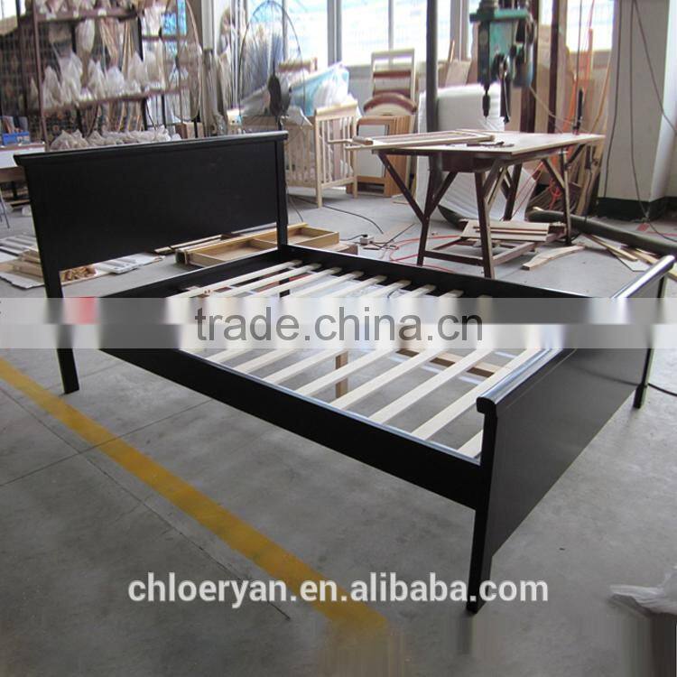 Simple designs Natural solid wood, New Zealand Pine solid wooden double bed for bedroom