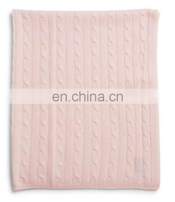 Sharrefun OEM service wholesale 12gg cashmere cable knitted baby blankets