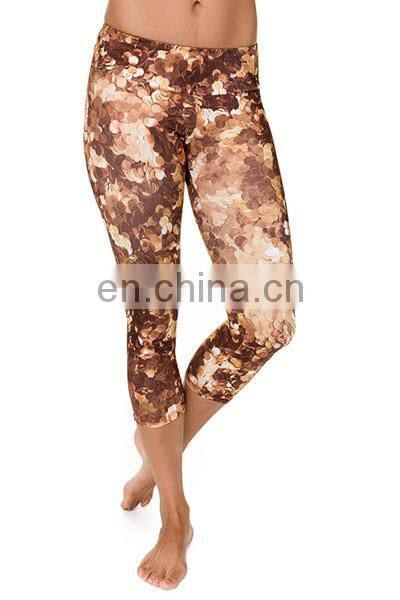 printed knitted leggings/ stretch yoga pants