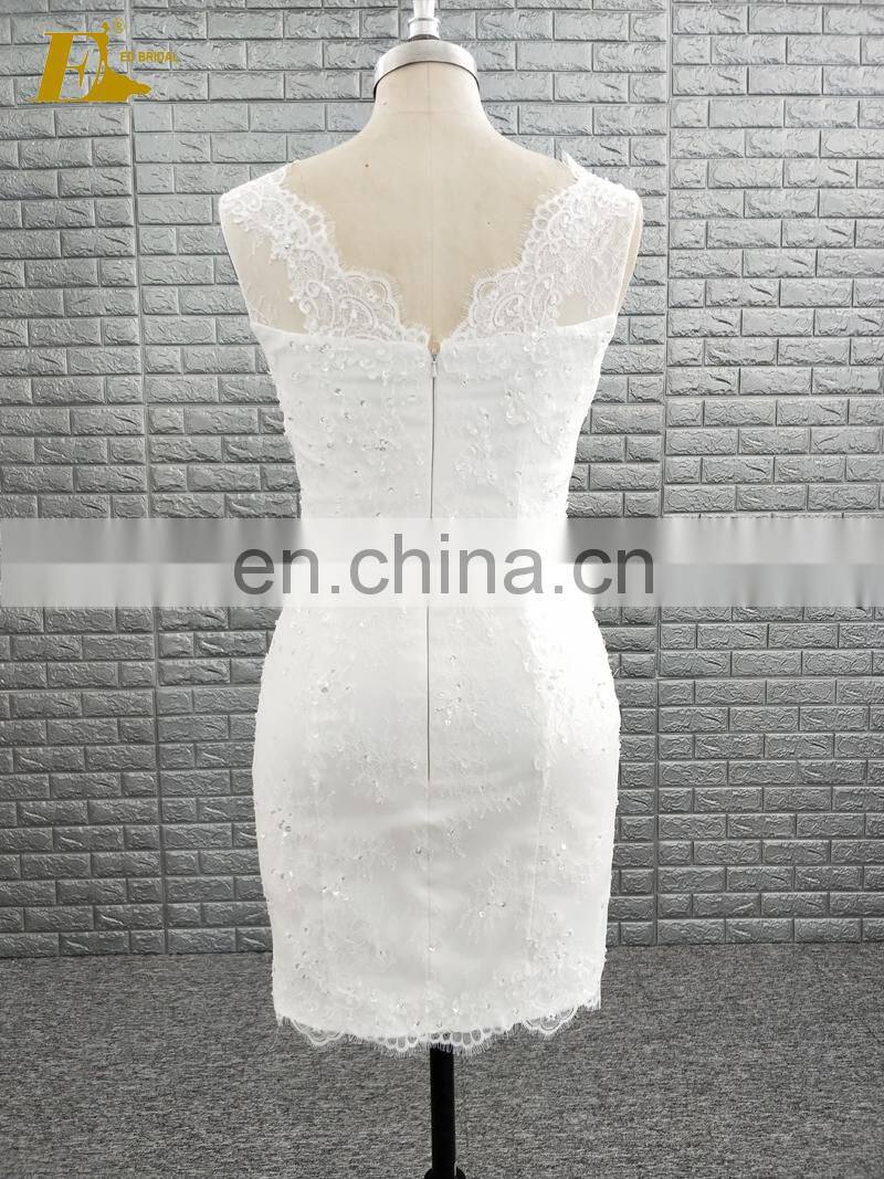 Wholesale V Neckline Sleeveless Beaded Ivory Short Prom Dresses With Detachable Skirt