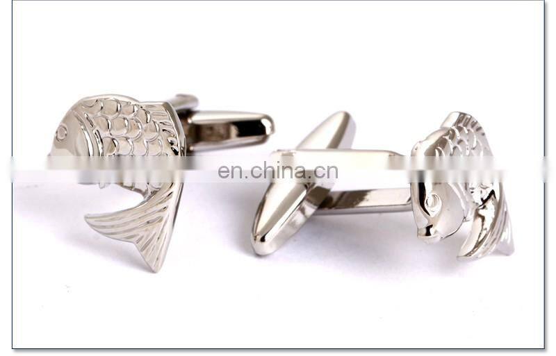 Sliver Plating Carp Fish Fashion Brand Design Shirt Cufflinks