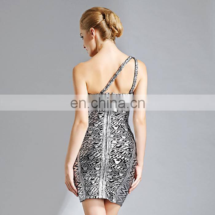 New design hot sale one shoulder bandage fabric for dress