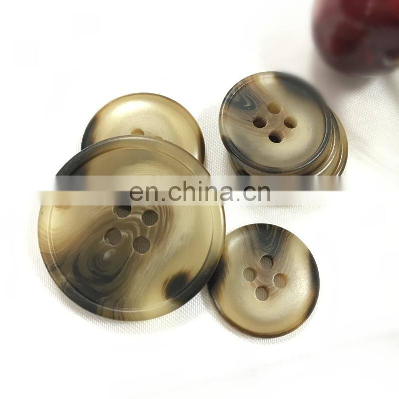 Popular 4-holes flatback imitated horn resin men suit button