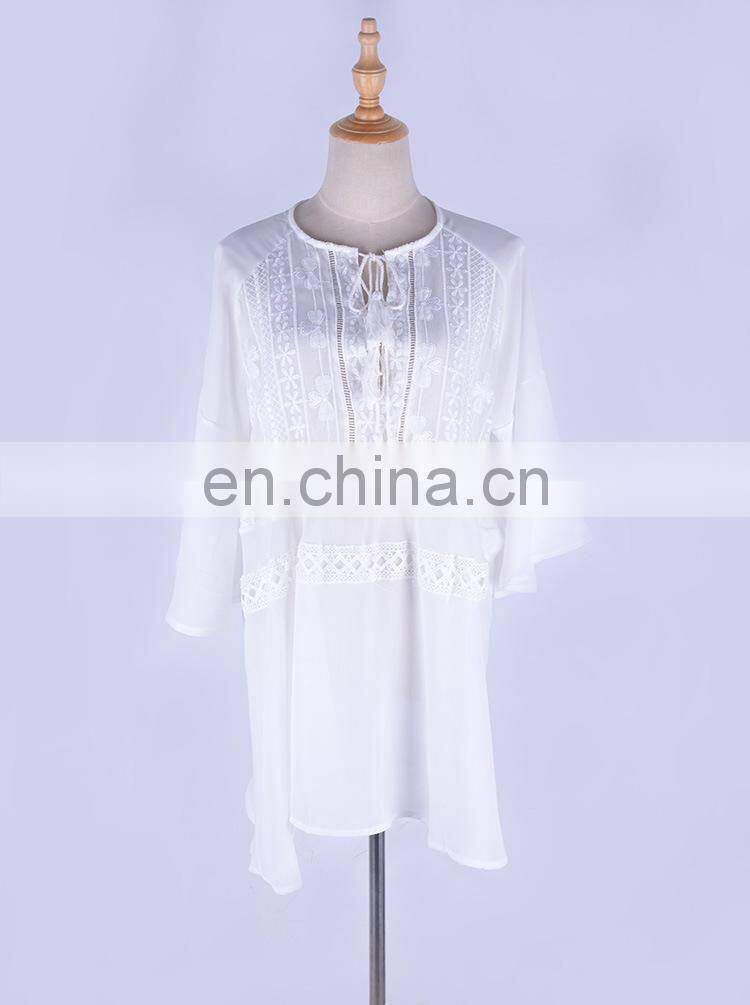 Chiffon Lace Beach Cover up Tunic for Beach Swimsuit cover up Kaftan Sarong Pareo de Plage Beach wear Women Top