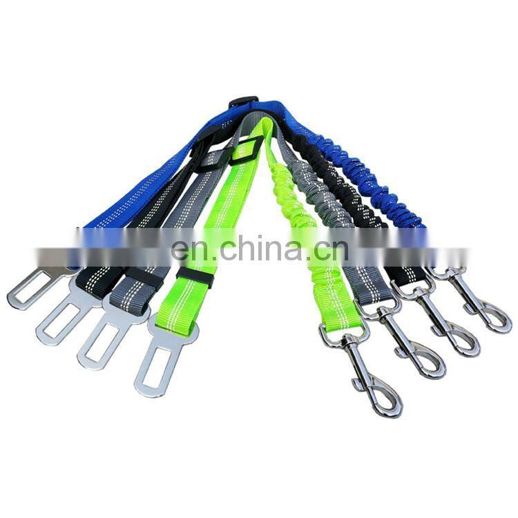 Multicolor adjustable nylon bungee dog pet seat belt for car