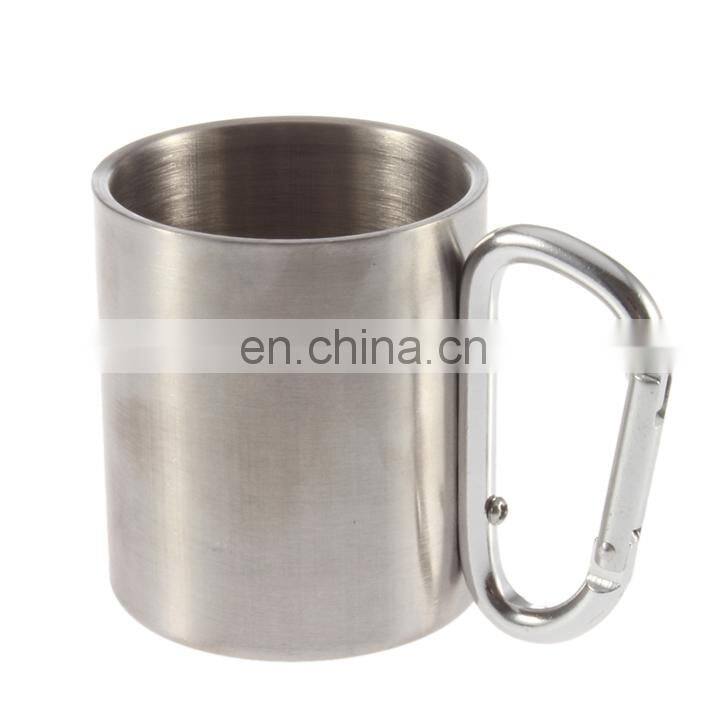 Stainless Steel Coffee Mug Wholesale Gift Cup Carabiner Hook Double Wall Travel Mug