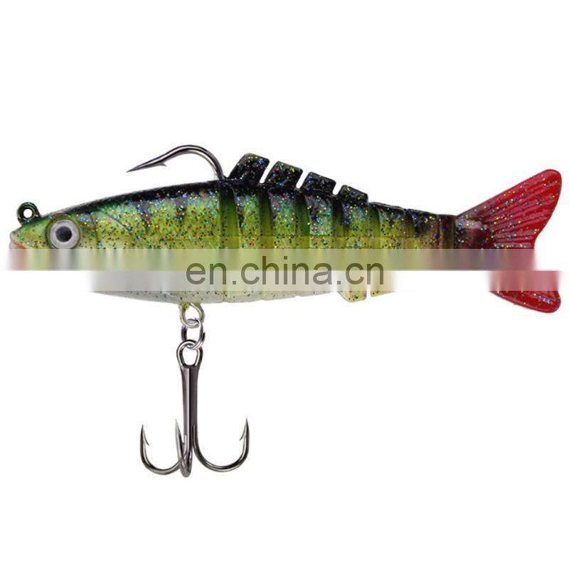 Wholesale 9cm18g 8 Sections Fishing Tackle Bait Fish Bait With Hook Soft Vibe Multi Jointed Lure