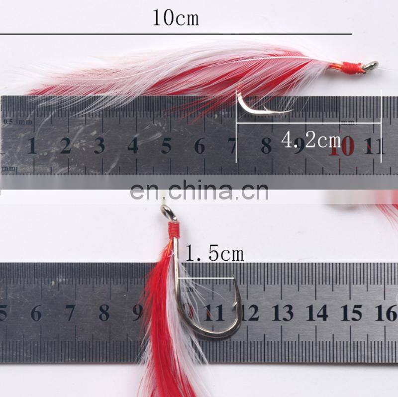 93cm 10g 3 hooks per set Artificial Sabiki Fishing Hook Feather Squid Rigs