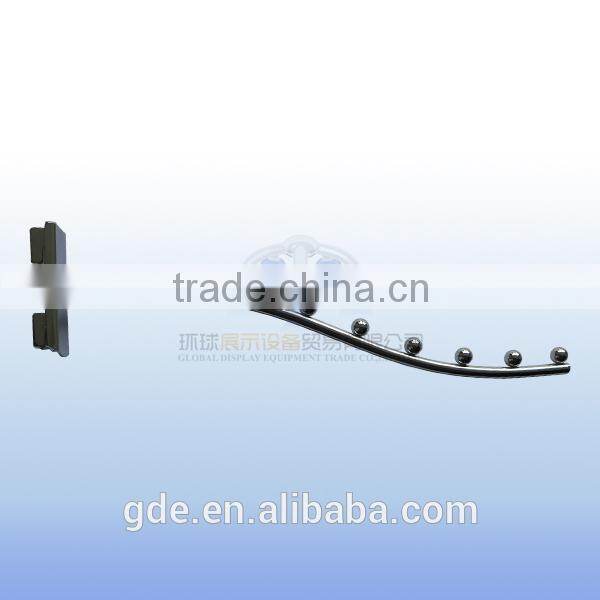 Metal chrome store fixtures for slotted channel