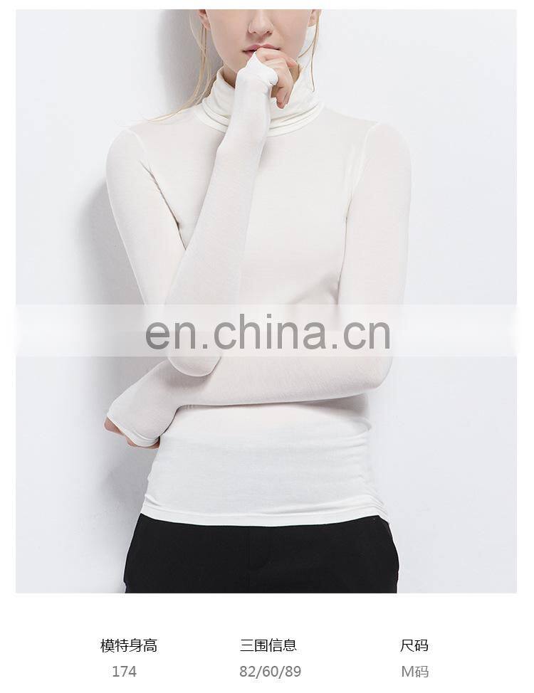 62/5000 Wholesale Custom-made Large Women's autumn long-sleeved t-shirt women's solid color Turtleneck Modert jacket autumn