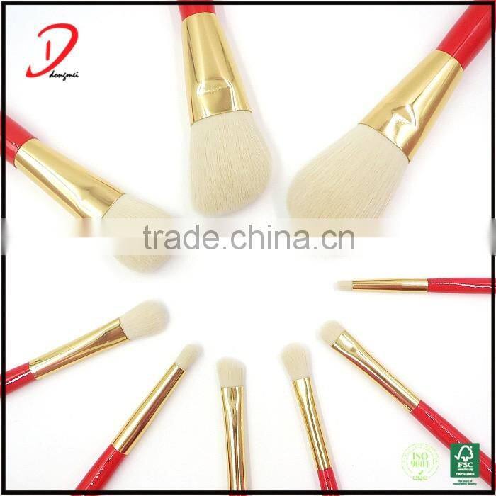 Hot Selling High Quality Red Wooden Handle 10pcs Makeup Brush Set