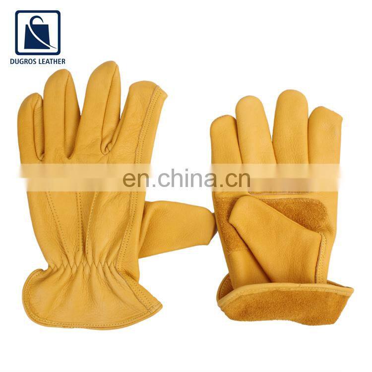 A/B Grade 3 Step Zig Zag Leather Hem Binding Leather Gloves from Trusted Exporter