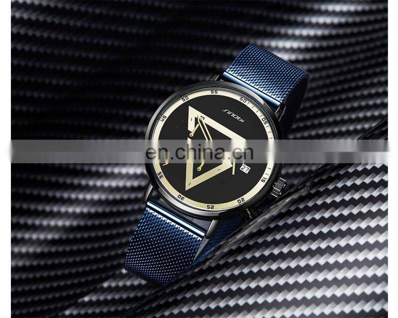 SINOBI Masculinity Multi-funtion Wristwatch Iron Triangle Dial Design Quartz Watch Wristwatches men watch luxury S9830G-D