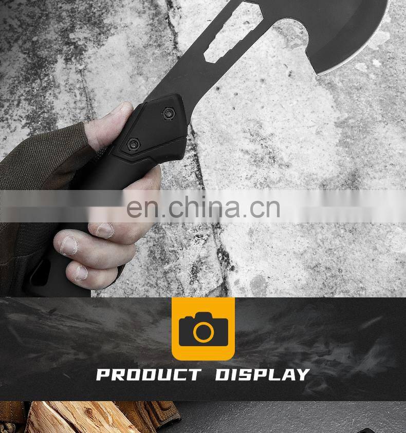 New outdoor multi-purpose open mountain axe with hexagon board hand and all black rubber handle fire axe