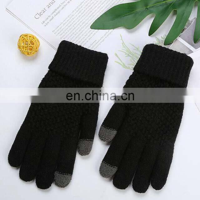 Wholesale Custom Acrylic Knitted Gloves Women Mnes Warm Knitted Winter Gloves For Outdoor