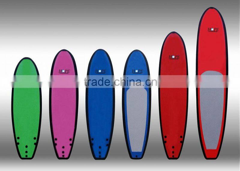 2016Customized cheap fiberglass painting Soft top surfboard