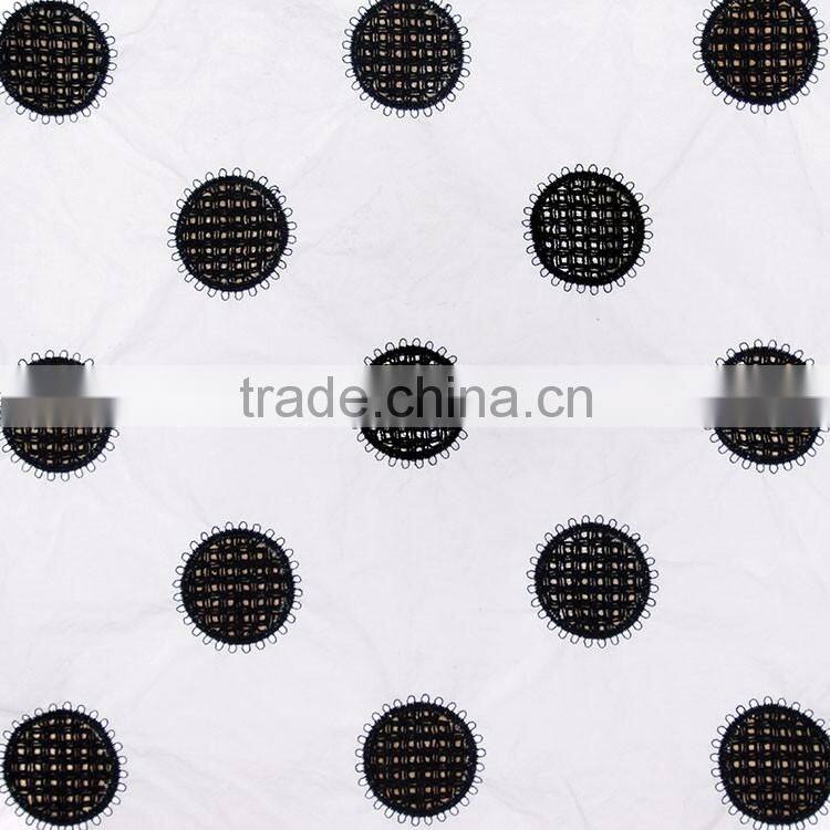 Fashion round black flower pattern 100% cotton chemical guipure cheap lace fabric for garment dress