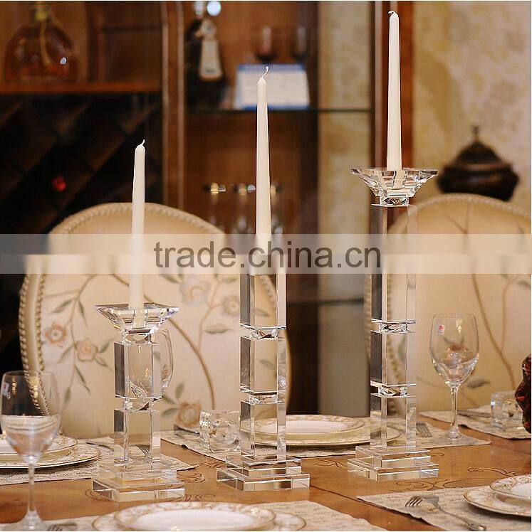 Clear crystal glass long stem candle holder for wedding centerpieces decoration