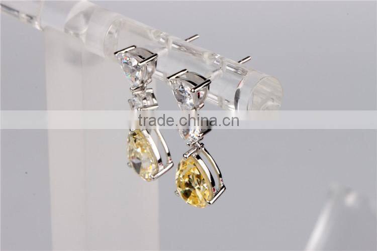 925 sterling silver latest model fashion Yellow zircon earrings for women