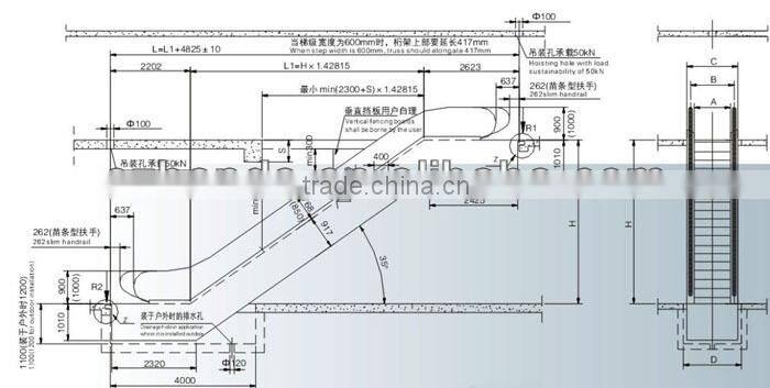 Indoor & Outdoor 30Degree 1000mm Passenger Escalator