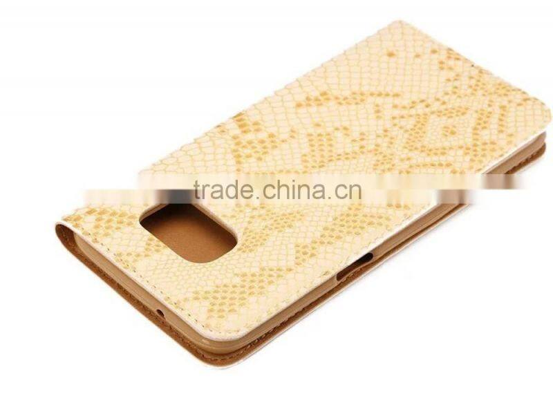 Premium PU Leather Snake Skin Pattern Card Pockets Case with Magnetic Flip Stand for Samsung S7 Edge, 5.5 inch