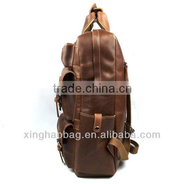 Men's leather camping and hiking backpack