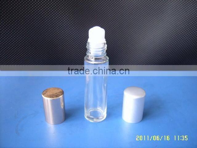 10ml Clear glass roll on bottle with silver cap