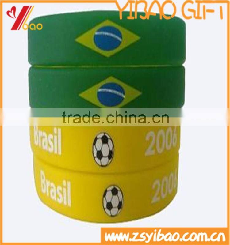 Printed logo custom design silicone rubber wristband, promotional gift silicone rubber bracelet