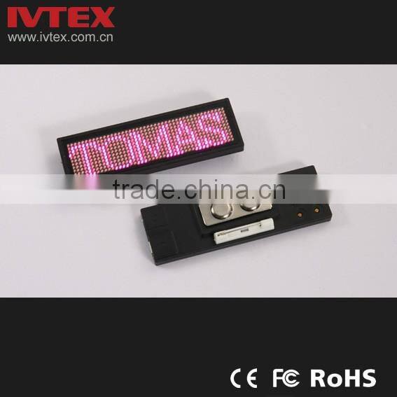 Digital Blue Rechargeable Battery Backup Mini LED Display / LED name badge / LED name card
