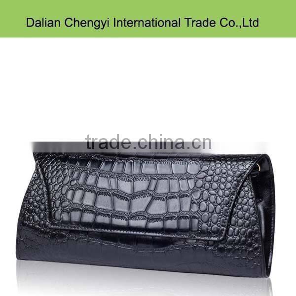 Fashion classy crocodile skin pu leather clutch evening bag