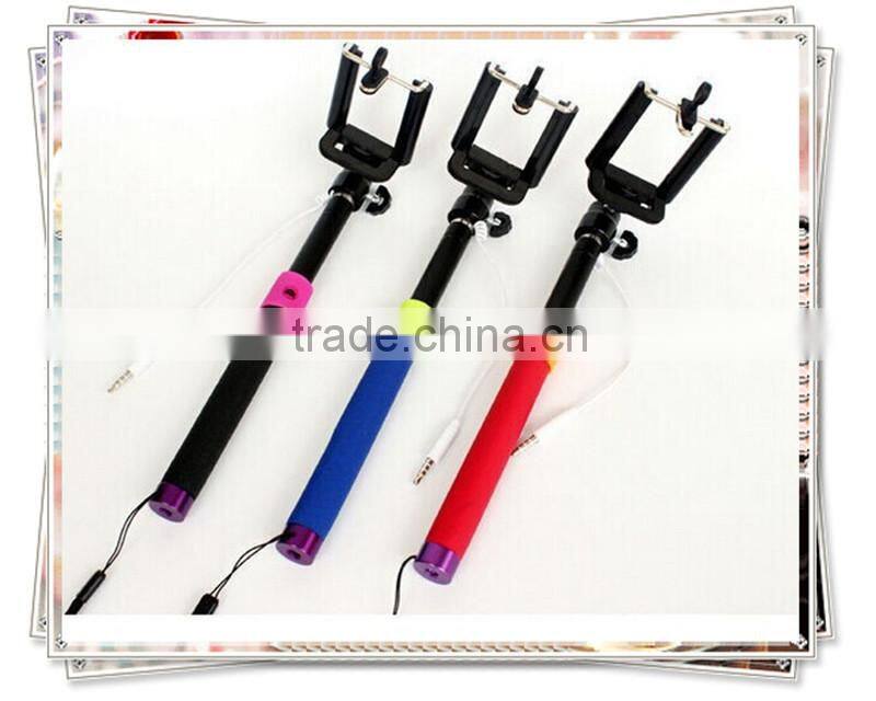 TMO-0202 wired monopod selfie stick headphone cable control , best selling monopod wired