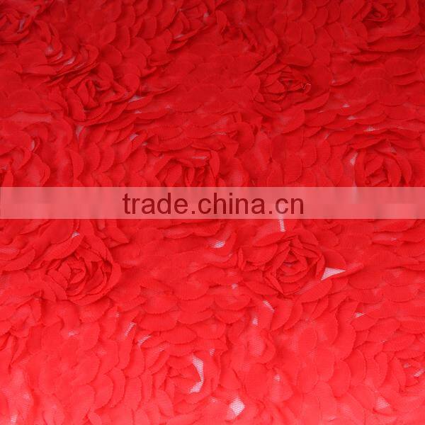 manufacturer supply chiffon 3d rose fabric pleated embroidery chiffon fabric