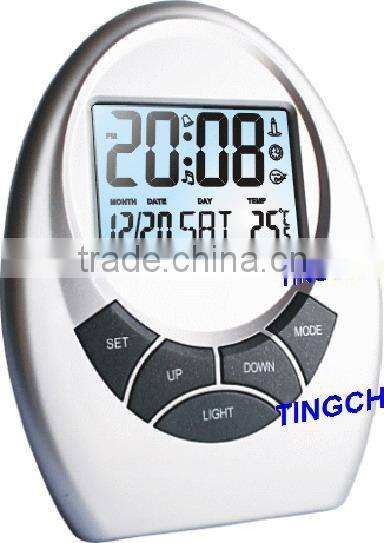 digital lcd calendar clock, soloar power table alarm clock