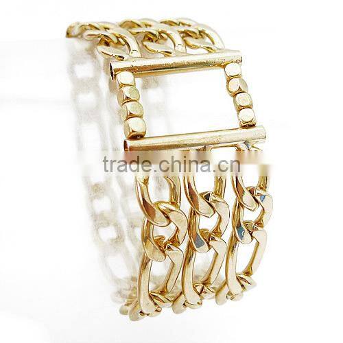 2015 NEW PRODUCTS!!Chinese suppiler latest fashion three chains link bracelet design gold chain bracelet