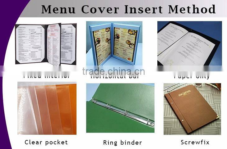 A4 paper accessories amenities hotel used wooden menu holder leather book