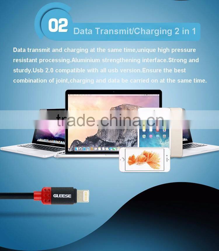 Super Speed Colorful Original USB Data Cable Charging Cable LED light indicator for smartphone