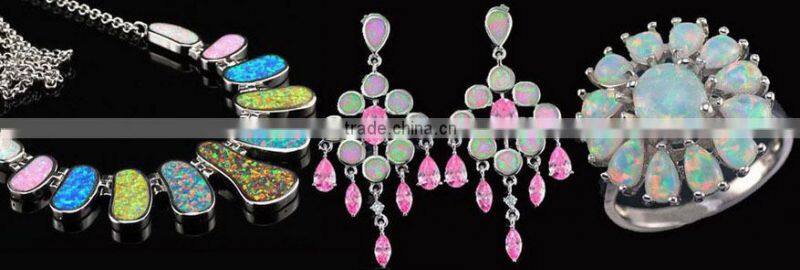 Many Designs !!! Created Opal And Square Light Blue Topaz And Pave Diamond Necklace Pendant