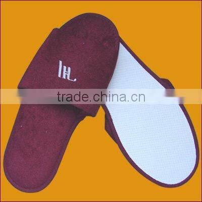 Hot red towel slippers,open toe slippers