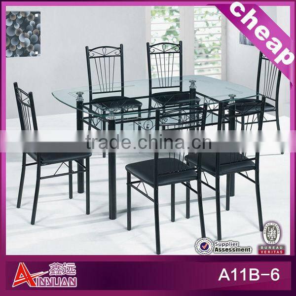 A11B-6 modern dining table glass top