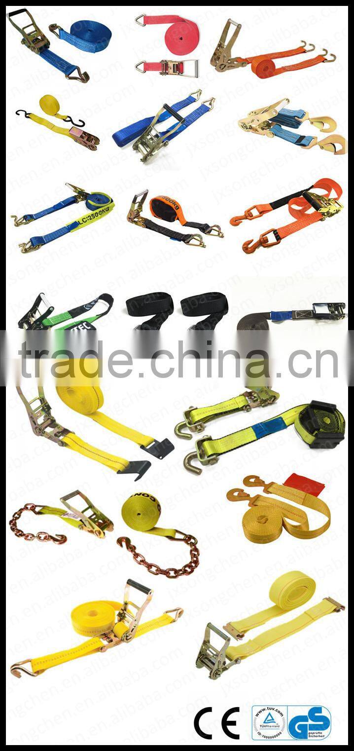 Polyester Ratchet Tie Down Strap With S hook
