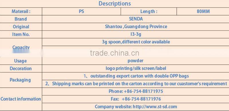 clean plastic spoon for 3g medicine powder, transparent plastic measuring spoon, milk powder plastic spoon, plastic tea spoon