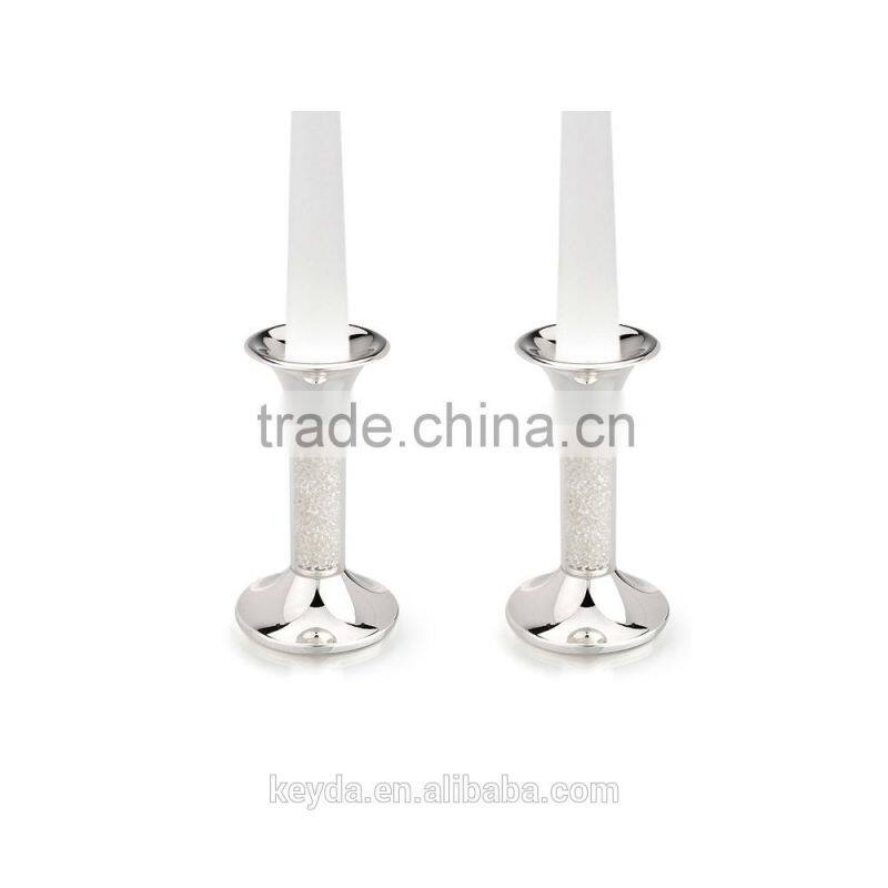 hot selling diamond glass candle holder in pairs
