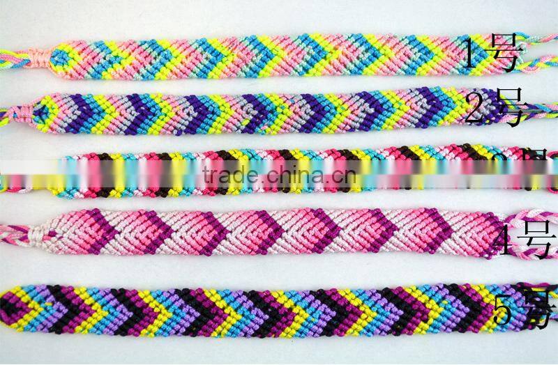 Promotion Gift Handmade 5colours polyester Cord Braided Arrow Pattern Chram Friendship Bracelet