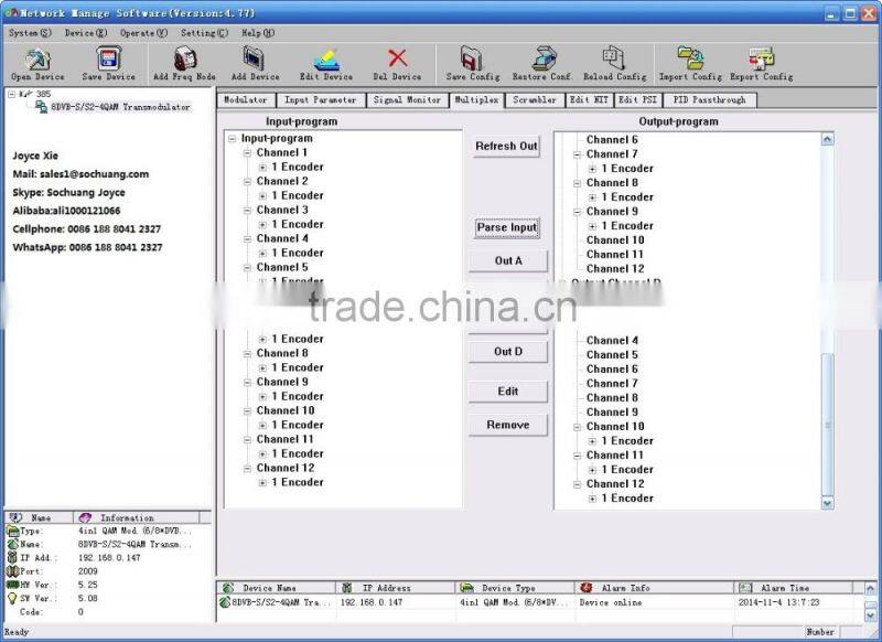 DVB-S2 to DVB-C Modulator/ Receiver Multiplexer Scrambler Modulator
