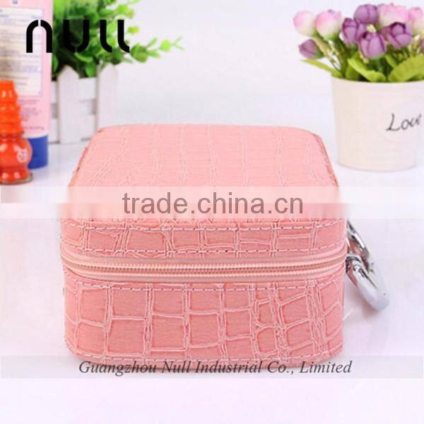 Wholesale promotional small beauty clear leather travel cosmetic bag