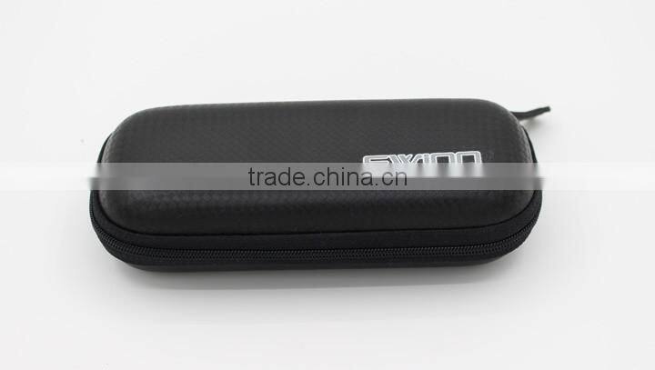 Semi hard zipper eyeglasses case black leather glasses case