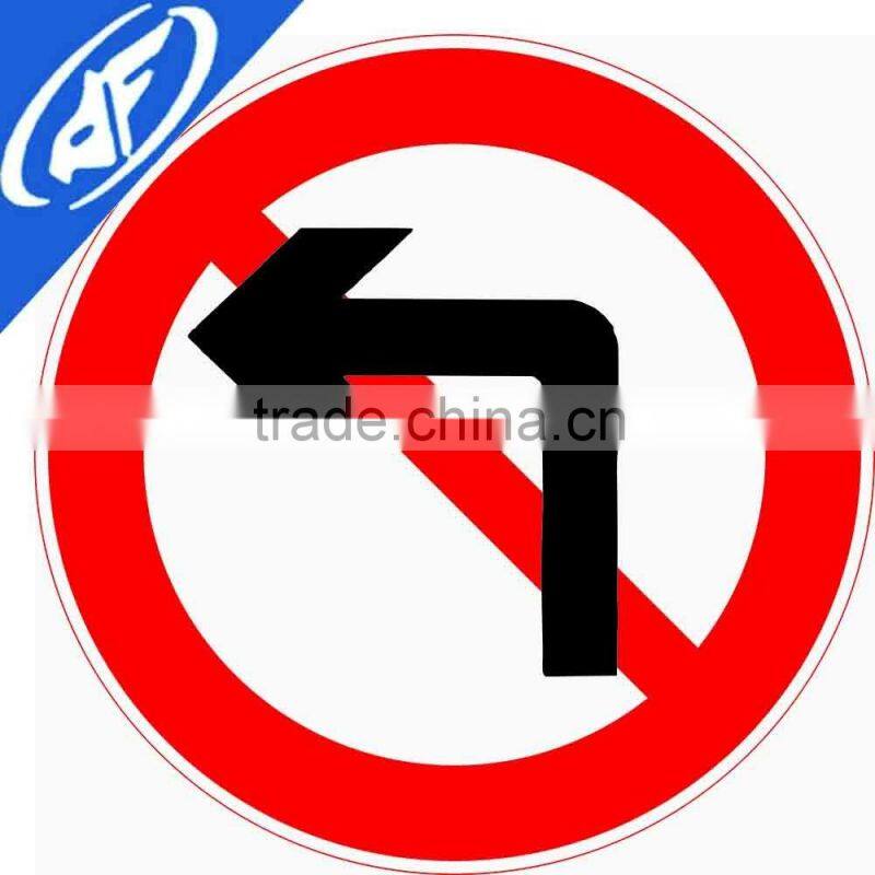 Reflective adhesive forbit turn left Road sign